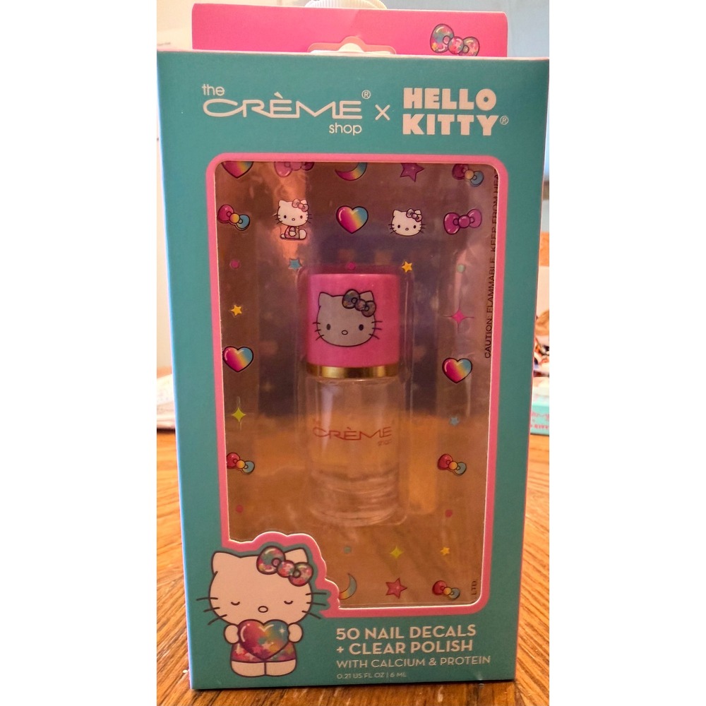 NEW Hello Kitty x The Crème Shop Nail Decals + Clear Polish Set